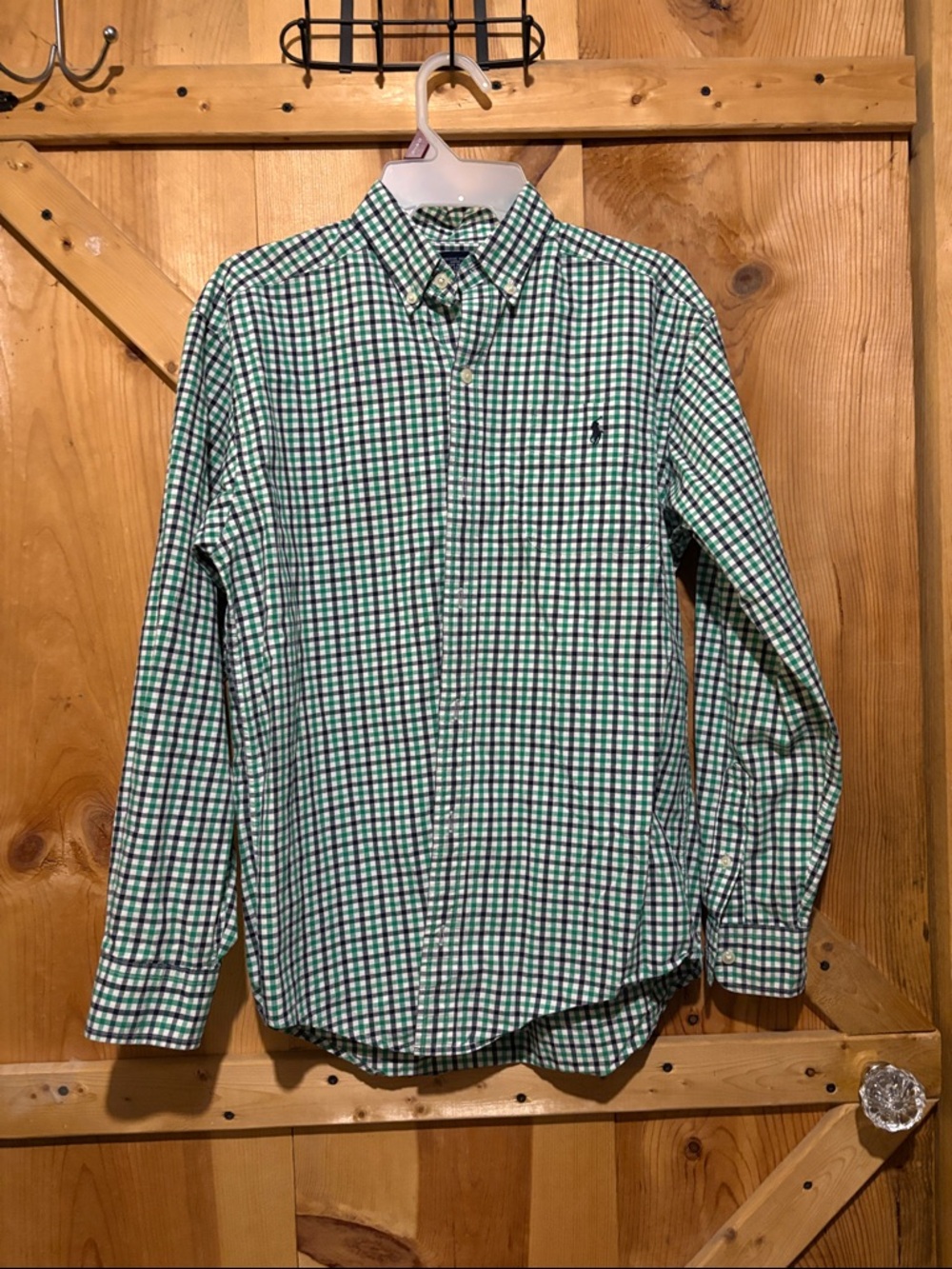 Ralph Lauren Green & Navy Gingham Button-Down Shirt